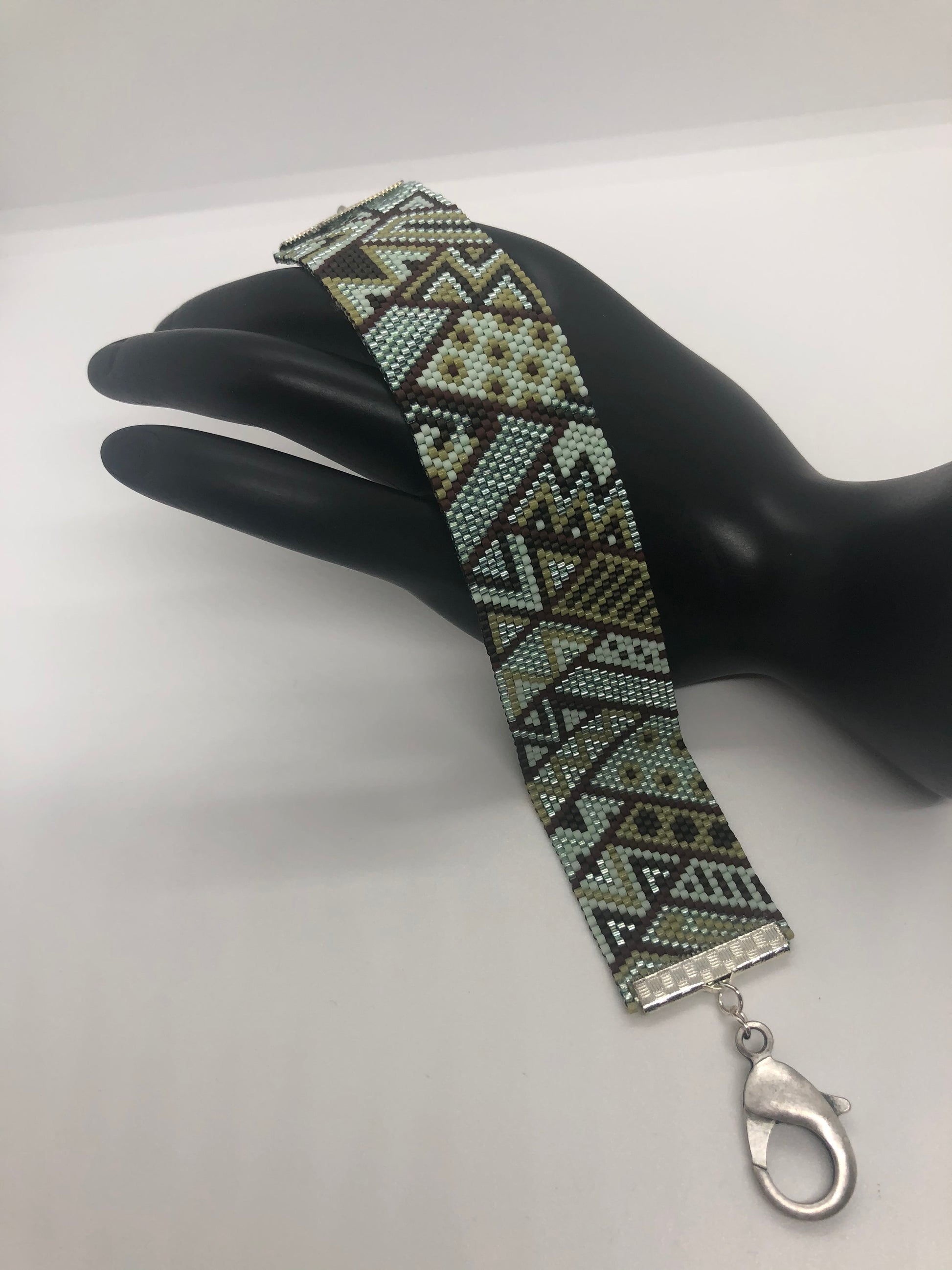 Handwoven Cuff Bracelet in Greens & Browns