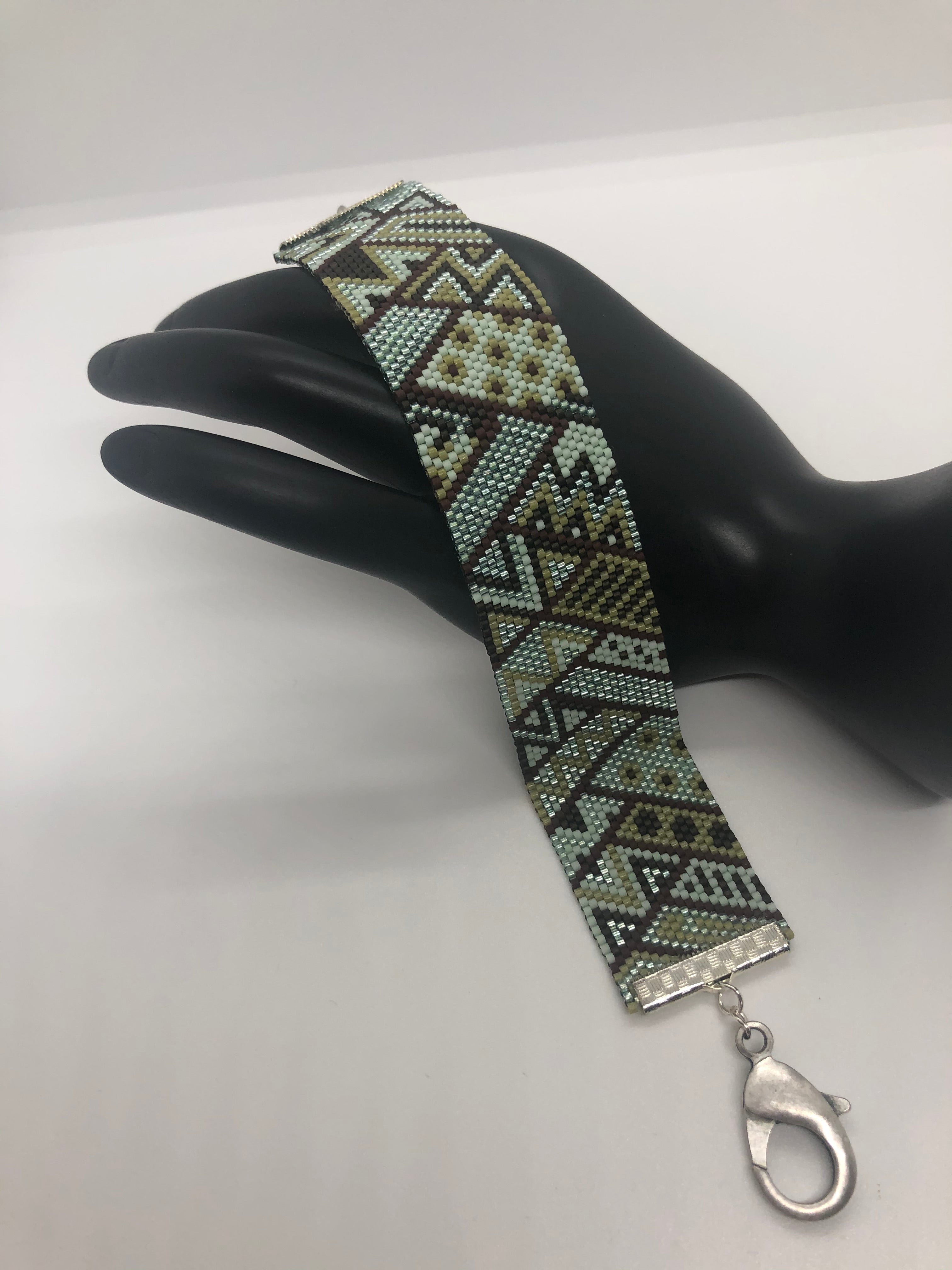 Handwoven Cuff Bracelet in Greens & Browns