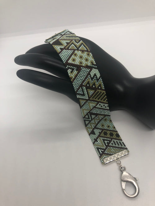 Handwoven Cuff Bracelet in Greens & Browns