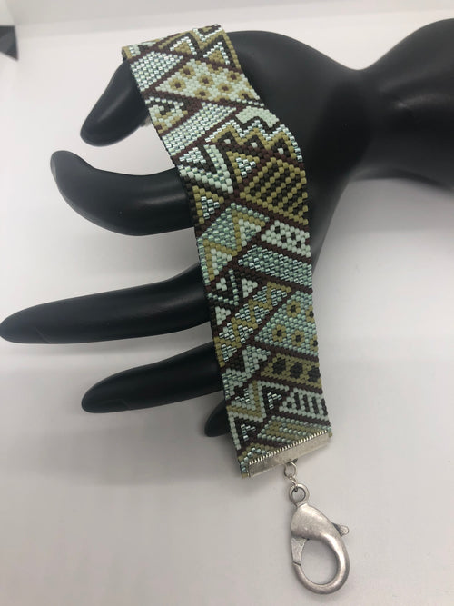 Handwoven Cuff Bracelet in Greens & Browns