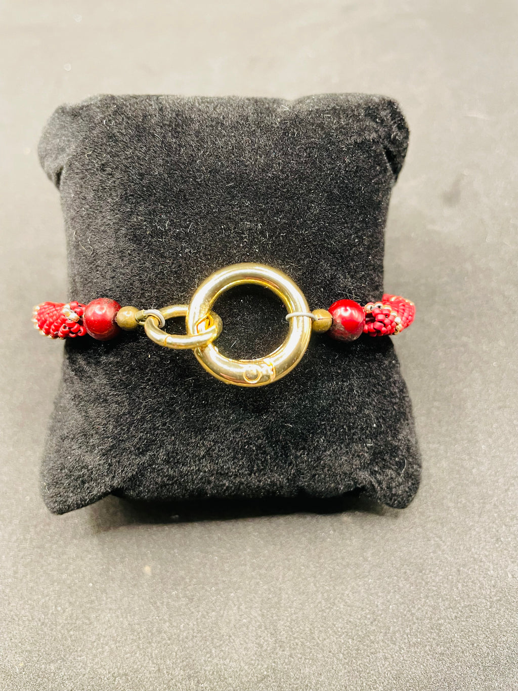 Red & Gold Handwoven Bangle Bracelet