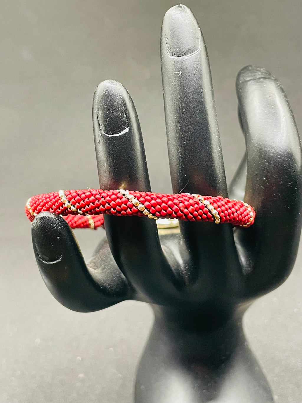 Red & Gold Handwoven Bangle Bracelet