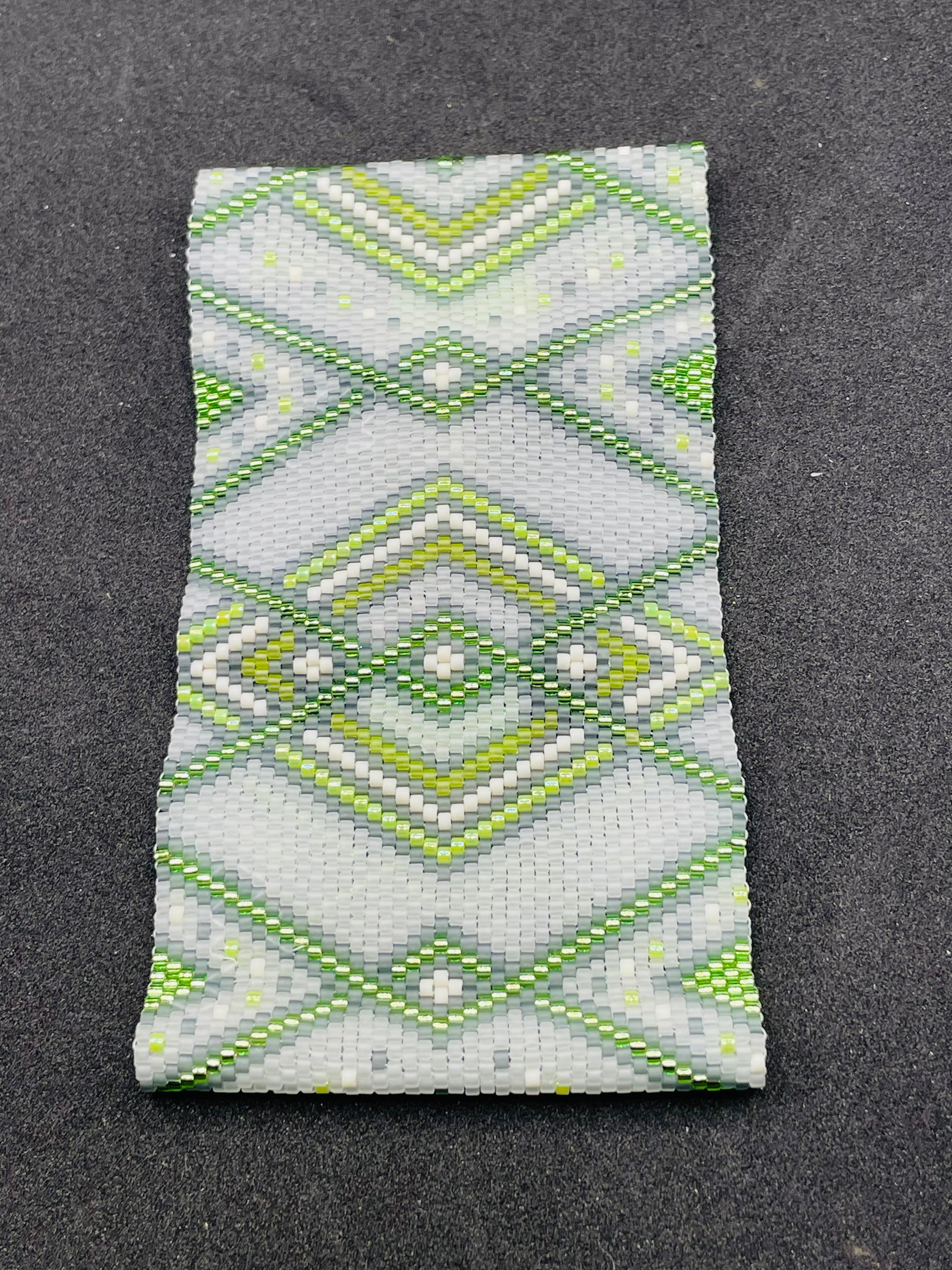 Green & White Handwoven Cuff Bracelet