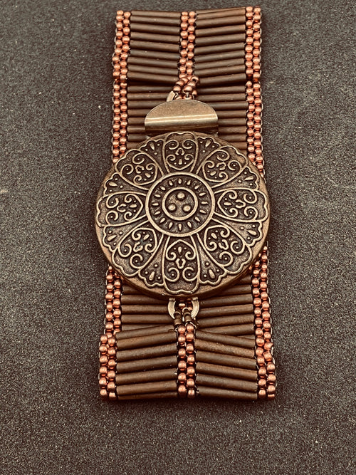 Bugle & Seed Bead Cuff Bracelet