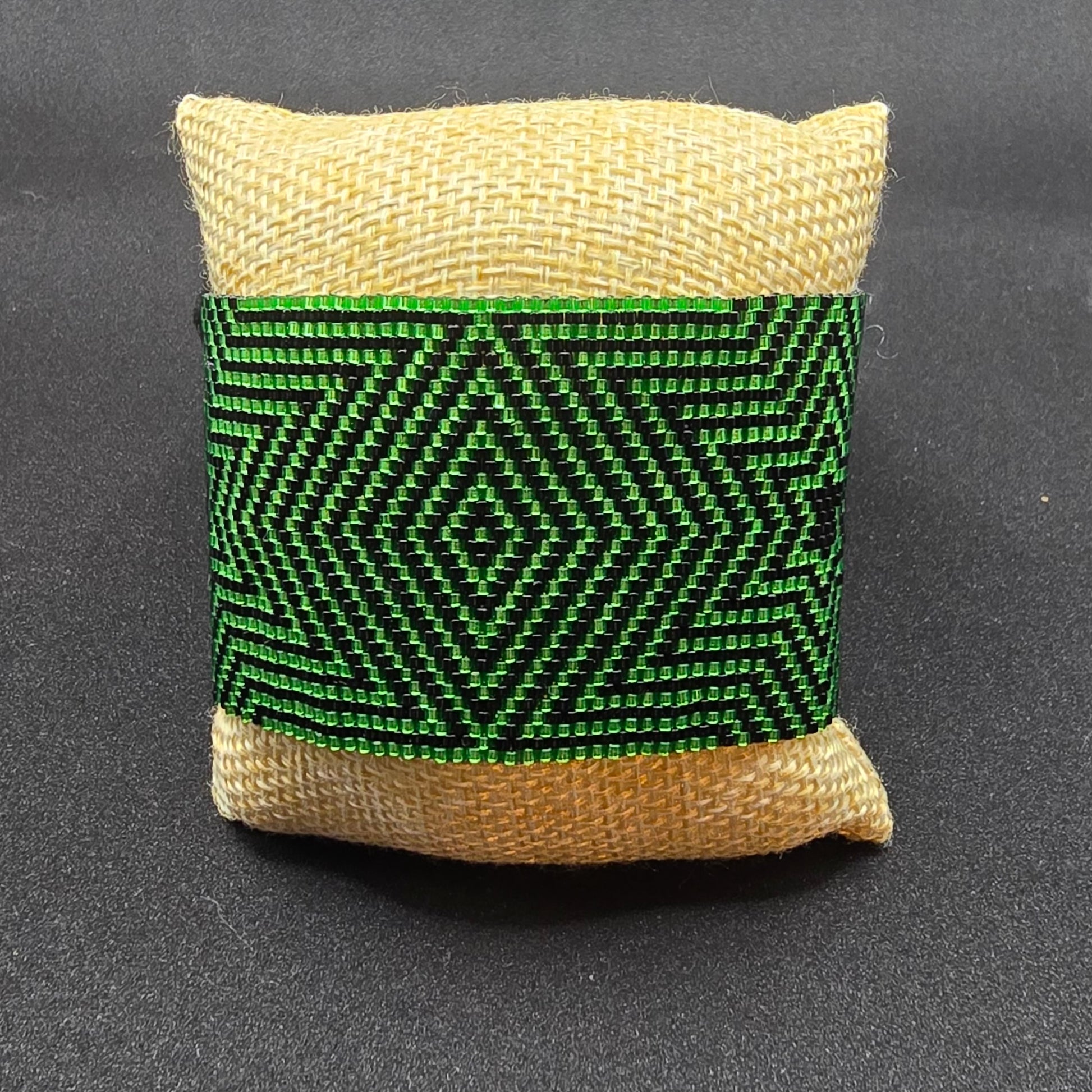 Black & Green Handwoven Optical Illusion Cuff Bracelet