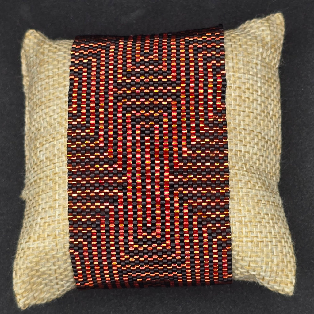 Orang & Black Handwoven Optical Illusion Cuff Bracelet