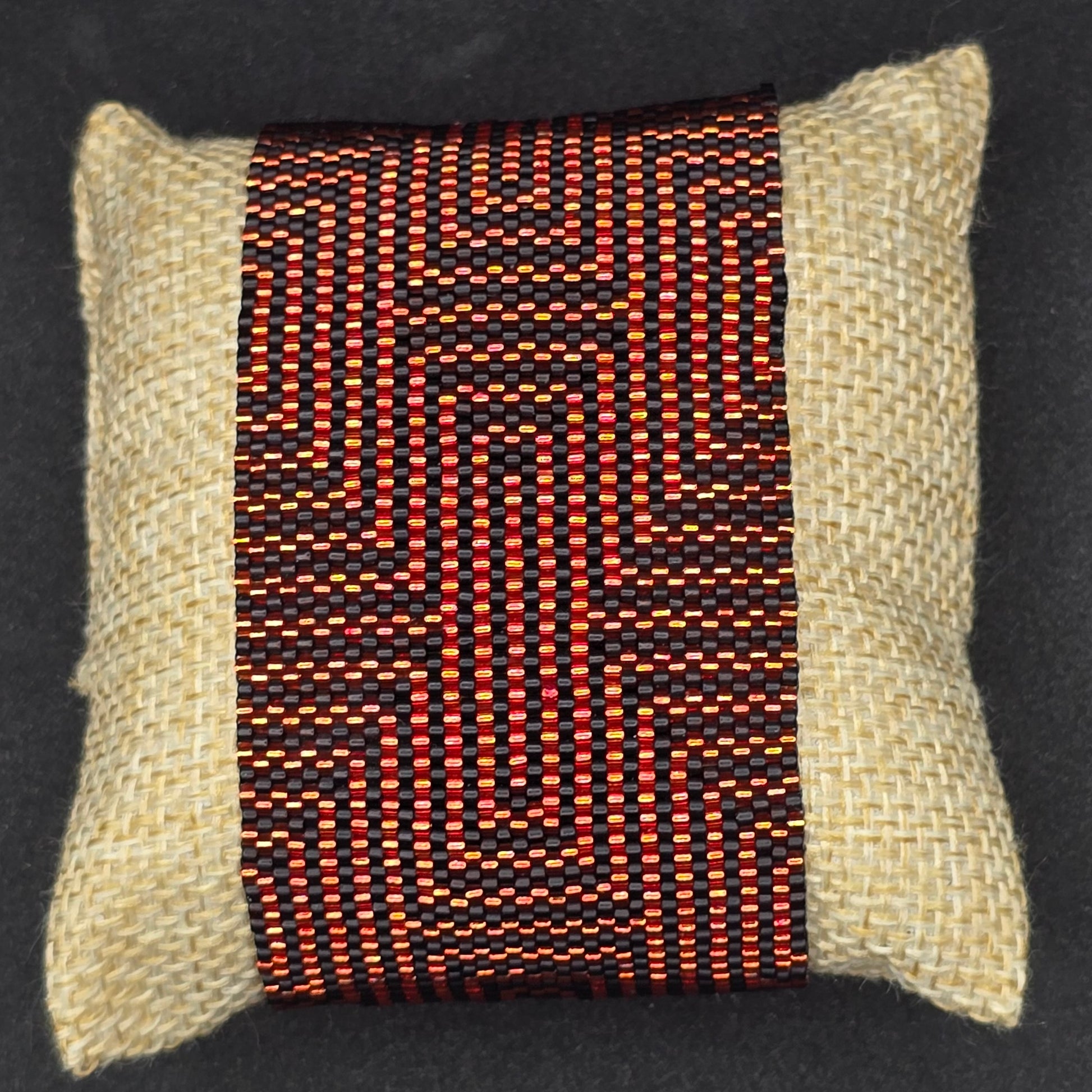 Orang & Black Handwoven Optical Illusion Cuff Bracelet