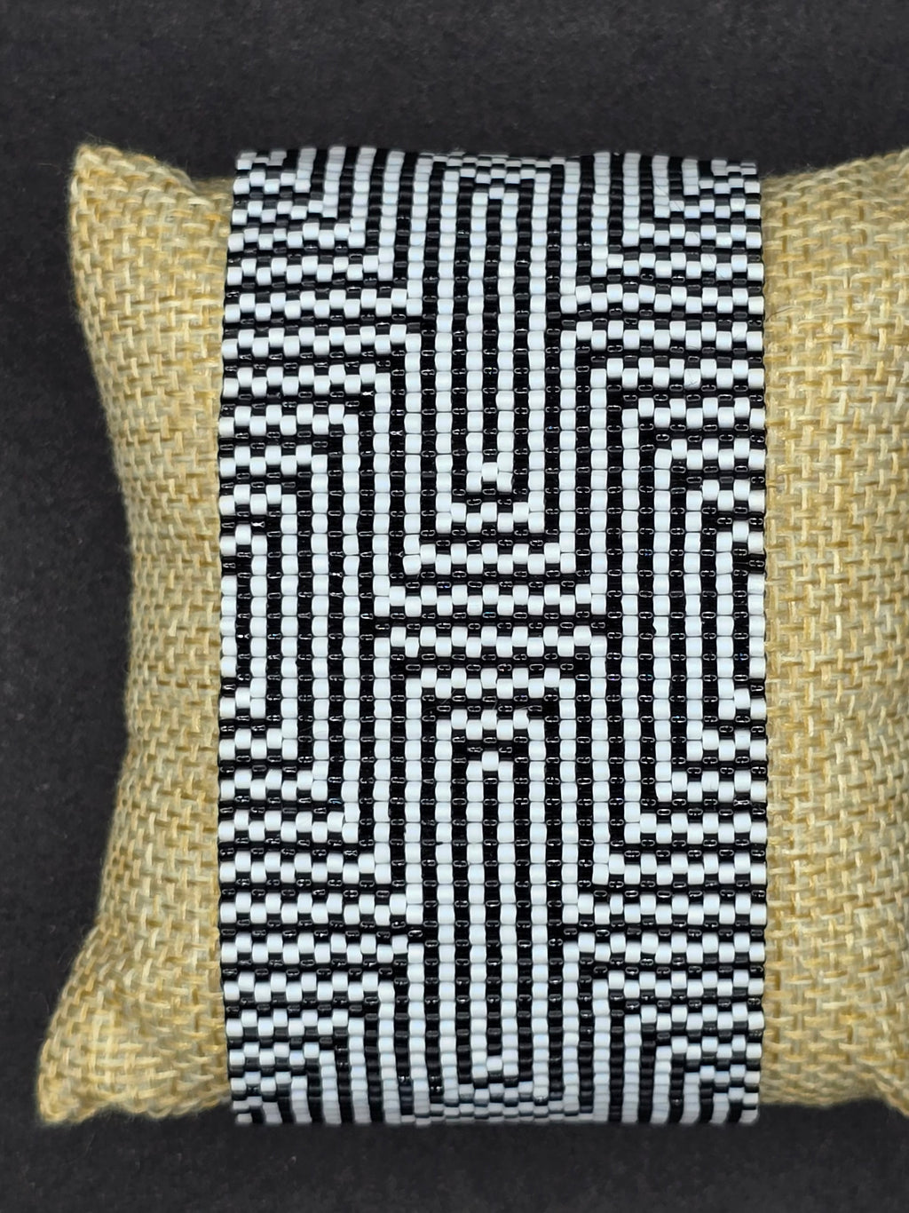 Black & White Handwoven Optical Illusion Cuff Bracelet