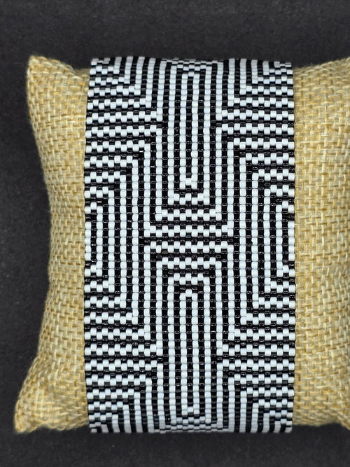 Black & White Handwoven Optical Illusion Cuff Bracelet