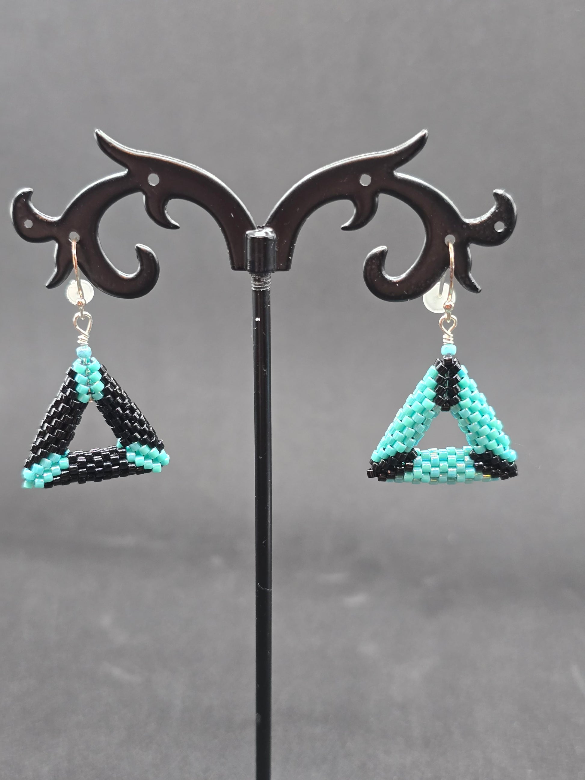 Mismatched Handwoven Triangle Earrings