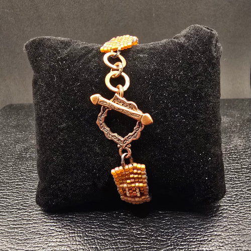 Double Layer Handwoven Bracelet in Oranges